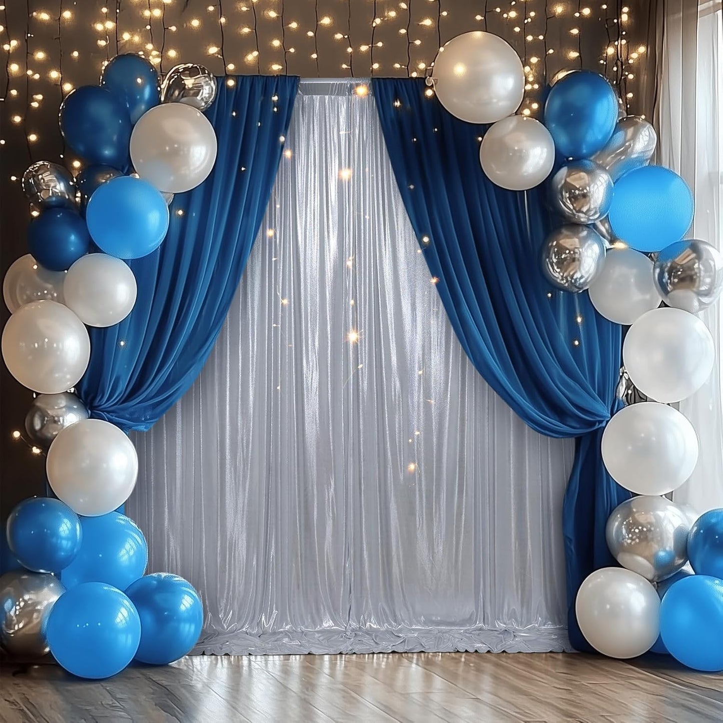 Outpain Thick 40 ft x 10 ft Silver Sequin Backdrop Curtain for Parties, Wrinkle Free Glitter Photo Backdrop Drapes 8 Panels 5x10ft Silver Back Drop Cloth for Wedding Christmas Photography Background