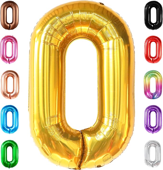 KatchOn, Giant Gold 0 Balloon Number - 40 Inch, 0 Digit Balloon | Gold Zero for Birthday Decorations | Number 0 Foil Mylar Balloon Zero | Number 0 Balloons