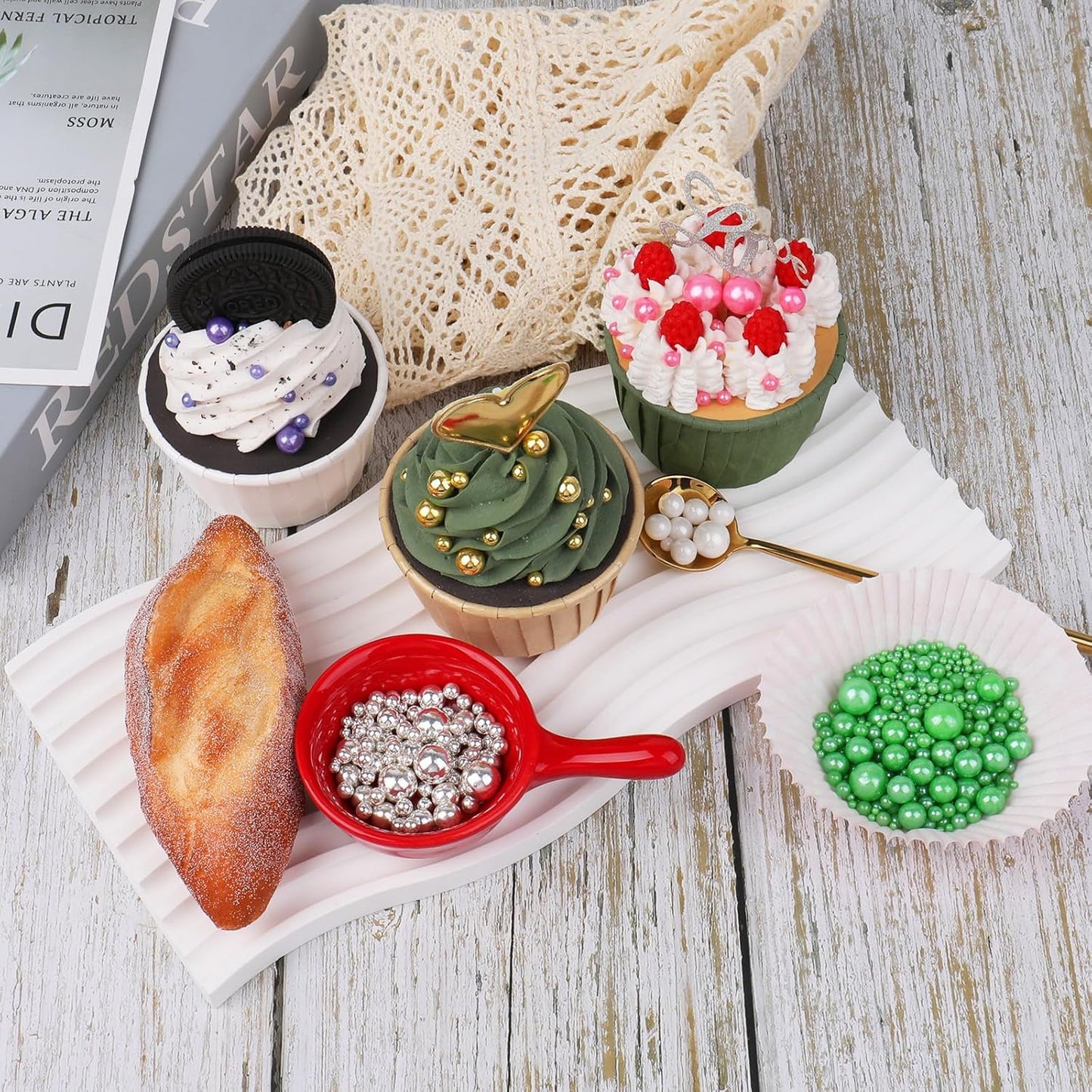 Sprinkles for Cake Decorating, 11Oz White Pearl Sprinkles 6 Sizes Mix for Cake Cupcake Ice Cream Donuts Cookie Baking Toppings