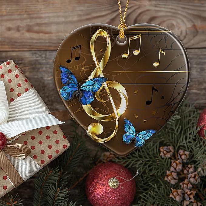 Musical Note Christmas Ornaments,Christmas Tree Decorations Decorative Hanging Ornament,2025 Navidad Holiday Decoration for Women Men,Ceramic Horse Lover Gifts Xmas Home Decor