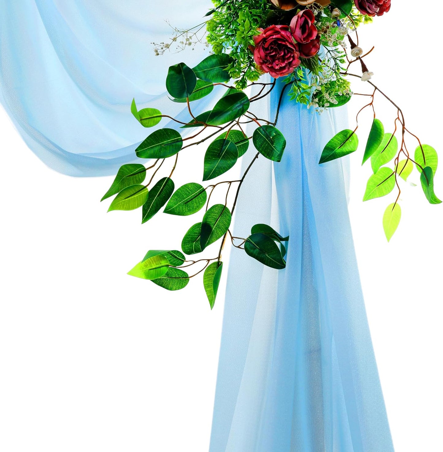 VDS Pack of 1 Panel (30 Inch X 20 Feet) Wedding Arch Draping Fabric Sheer Chiffon Fabric Drapery for Wedding Ceremony Reception Swag Backdrop Canopy Chuppah ARBO Altars Decoration (Turquoise)