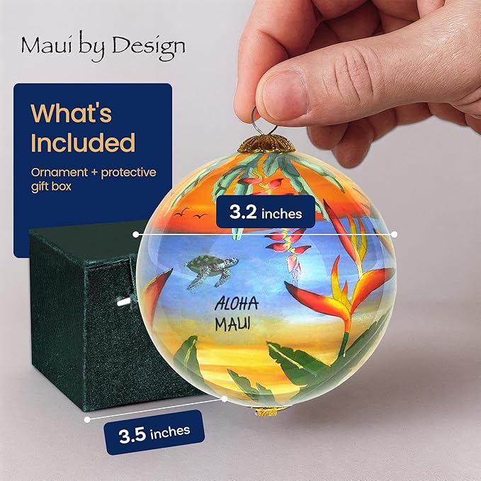 Collectible Hand Painted Hawaii Sunset Ornament Collectible with Gift Box SUH/H