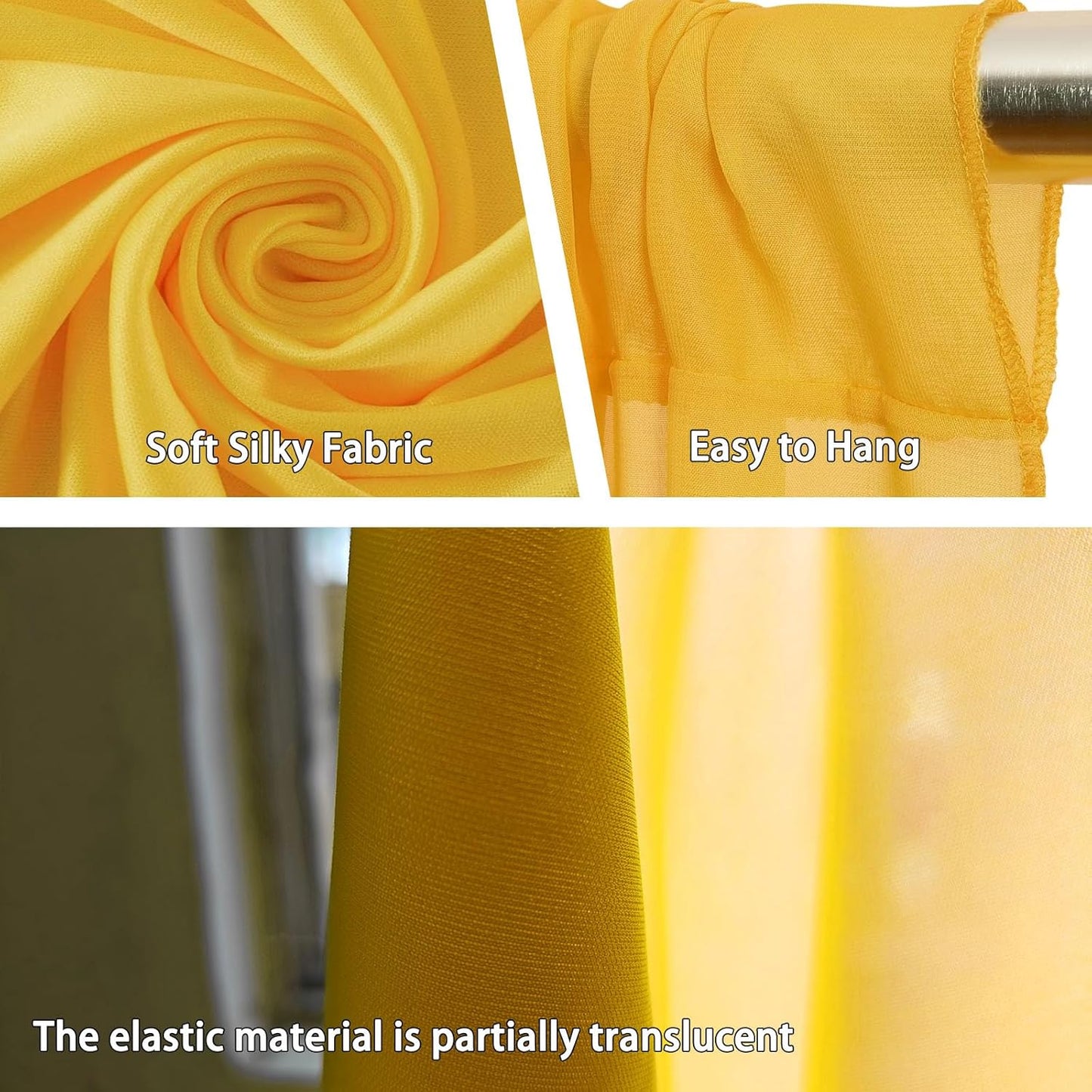 10 x 10 Feet Yellow Backdrop Curtain for Partie, Background Curtains for Photoshoot, Birthday, Wedding, Halloween, Thanksgiving, Christmas Day, New Year Party Decorations 5Ft x 10Ft, 2 Panels