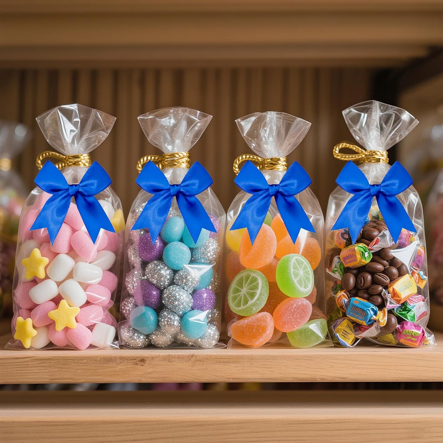 50 Pieces Gift Wrap Bows Premium Satin Ribbon Bows 3.3 Inch Craft Bows for Gift Wrapping DIY Treat Bags Holiday Gifts Bag Party Decorations, Wedding Decor Christmas Birthday Presents (Royal Blue)