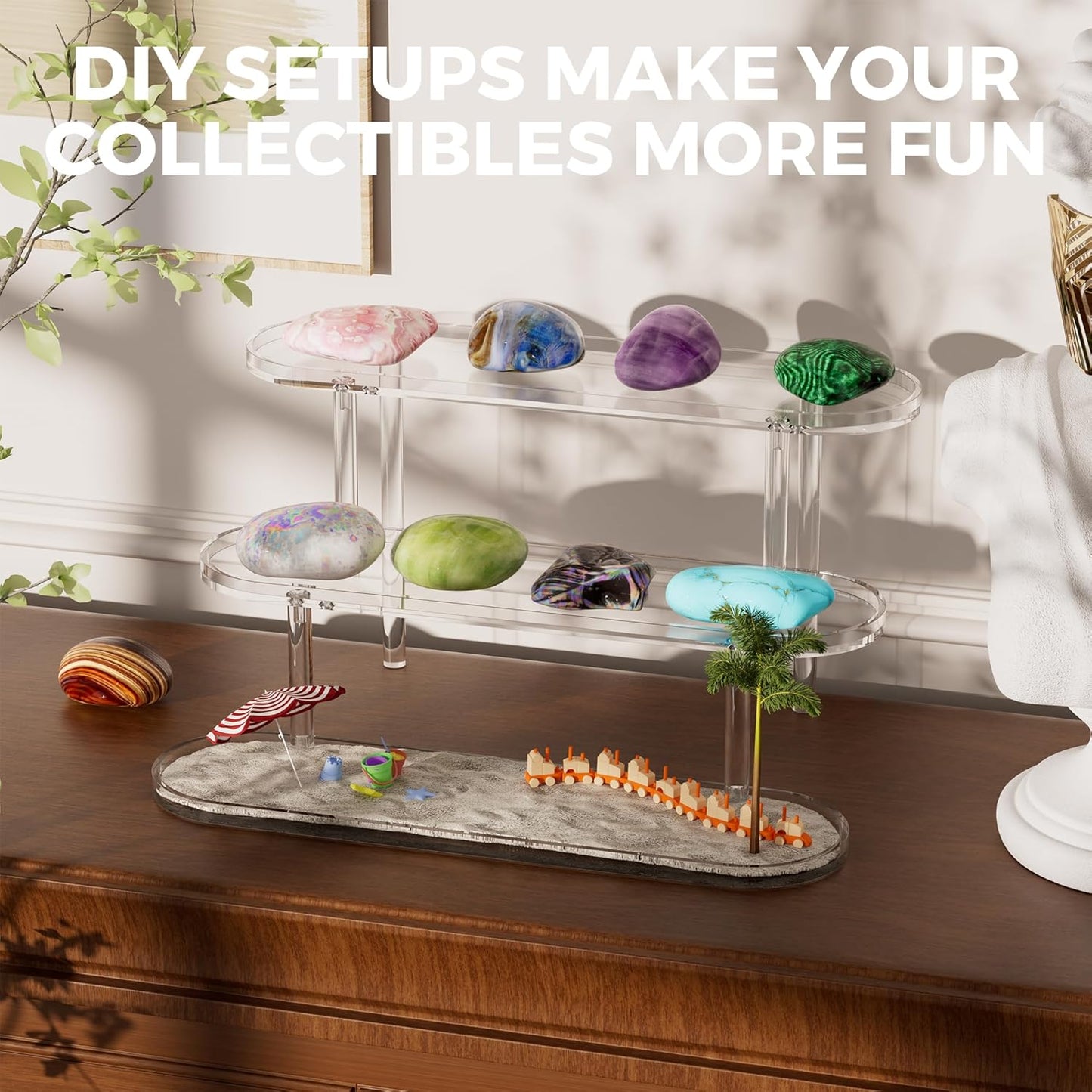 Acrylic Risers Display Stand, Clear Perfume Organizer, Clear Cupcake Stand Holder, Dessert Display for Party, Display Shelf for Cologne Skincare Collection 𝐚𝐦𝐢𝐢𝐛𝐨 Funko-POP Figure 2PCS