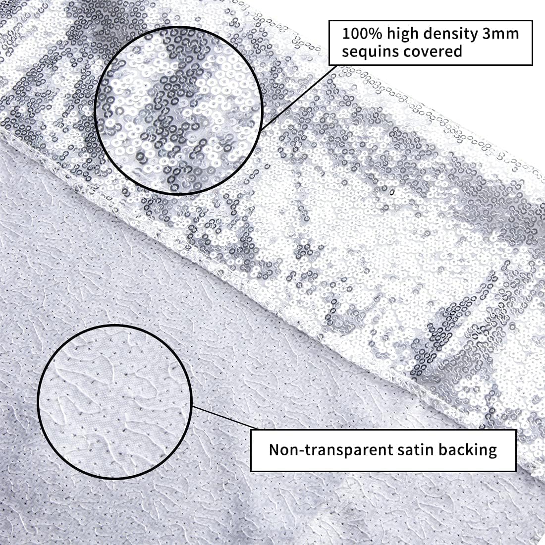 Poise3EHome 8Ft x 10Ft Silver Sequin Backdrop, Glitter Thick Satin Sequin Background Drapes, Sequence Xmas Thanksgiving Backdrop for Wedding Party Holiday Festival Decor