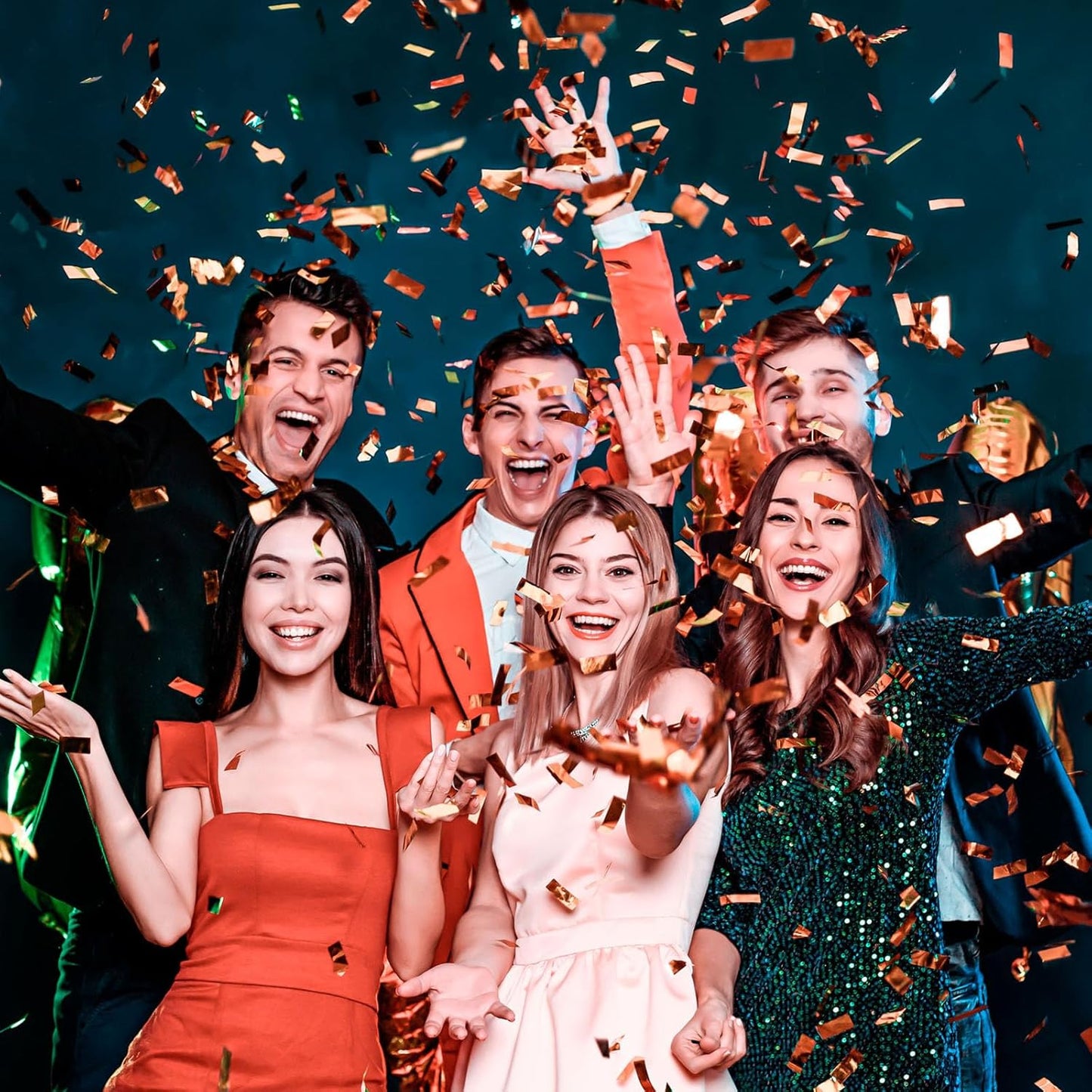 6 Pack Rose Gold Confetti Poppers, 12 Inch Confetti Cannon Party Poppers Shooters for Gender Reveal, Birthday, Wedding, Graduation, Anniversary, Parties, Christmas, New Year's Eve