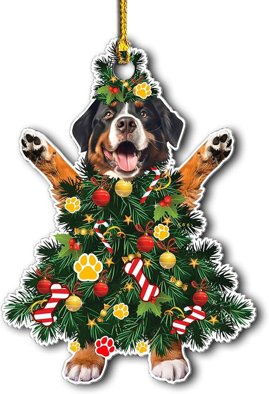 Bernese Mountain Dog Christmas Tree Ornament - Festive Acrylic Holiday Decoration for Bernese Lovers - Unique Dog Breed Ornament for Holiday Decor