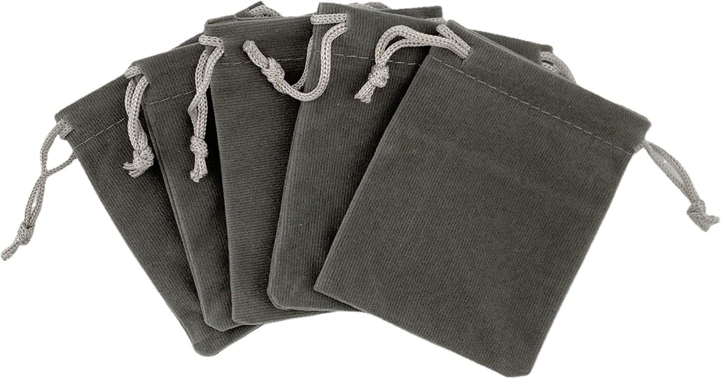 Palmhomee Pack of 48 3x4 Inch Velvet Drawstring Bags Gift Bag Velvet Pouch For Jewelry Wedding and Party Favor (Gray)
