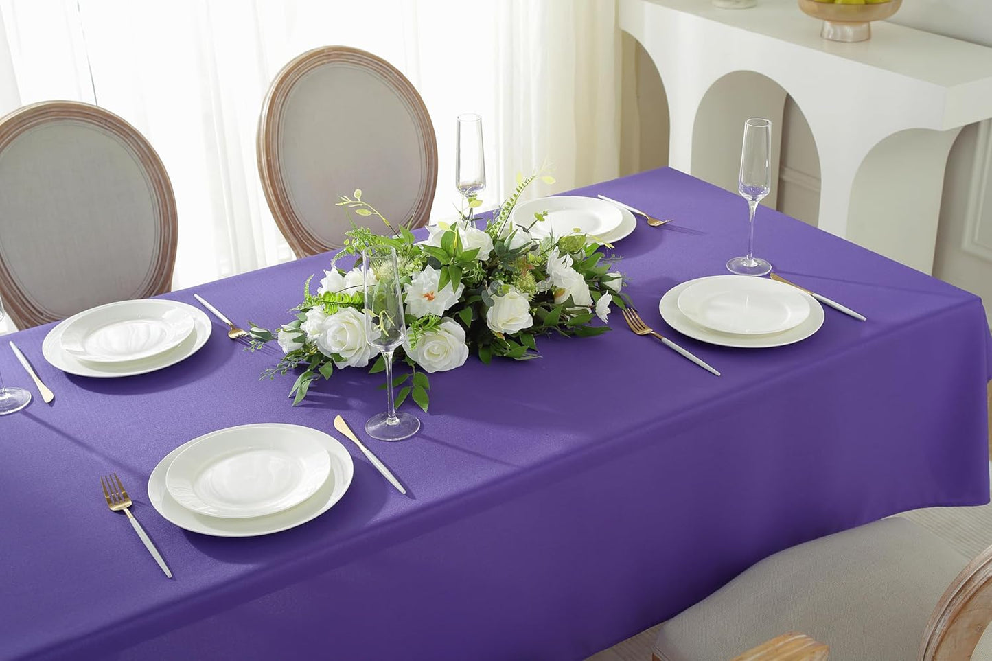 Craft And Party Rectangle Tablecloth, 70 x 90 Inch Purple Tablecloth, Polyester Fabric Washable Table Cloth for Home, Party, Wedding or Restaurant Use.