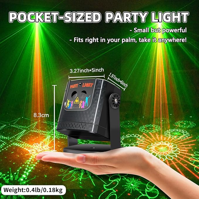 Disco Party Lights - Mini DJ Strobe Light Sound Activated, Portable LED Lighting for Home Room Karaoke Family Gathering
