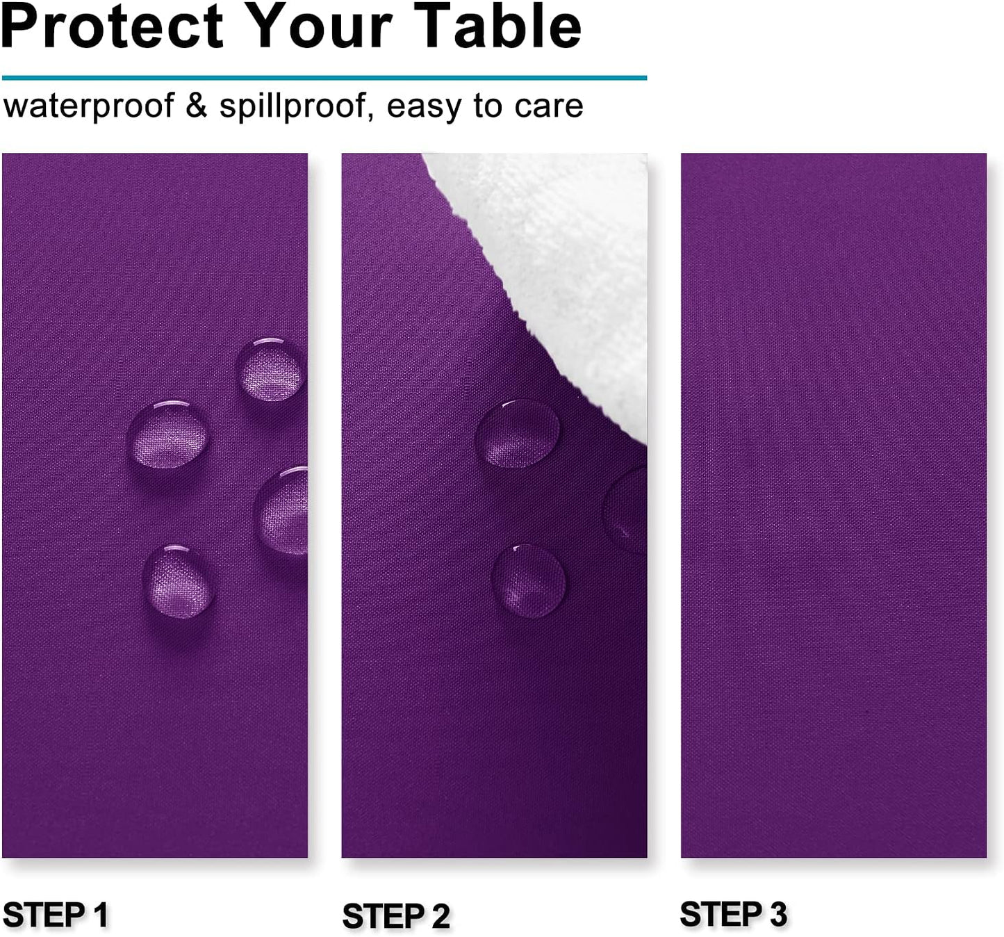 Hiasan Royal Purple Tablecloth for Square Tables - Waterproof and Spillproof Washable Fabric Table Cloth for Dining Room Kitchen Party, 70 x 70 Inch