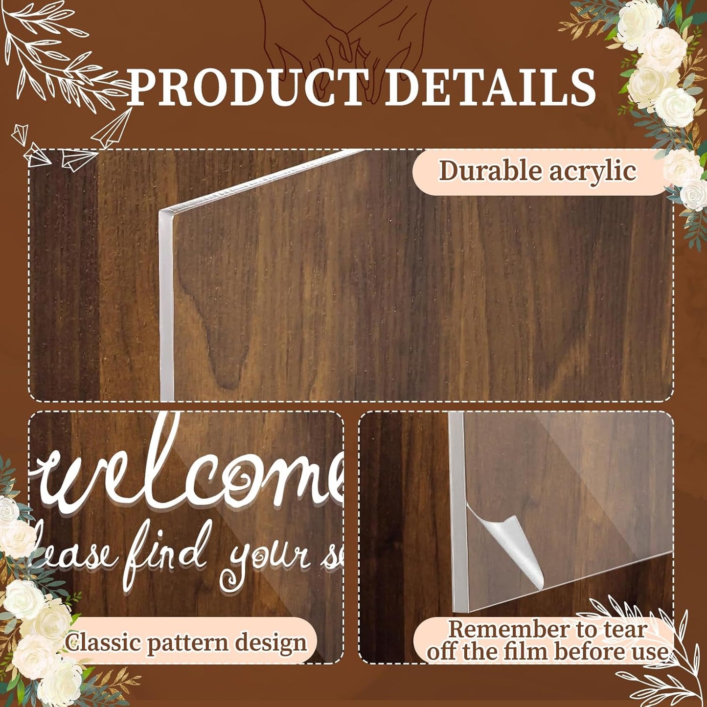 24x18 Inch Wedding Seating Chart Board Display with 15 Rose Wax Seal Stickers for Reception | Acrylic Welcome Please Find Your Seat Table Seating Chart Board Wedding Sign Display Decor