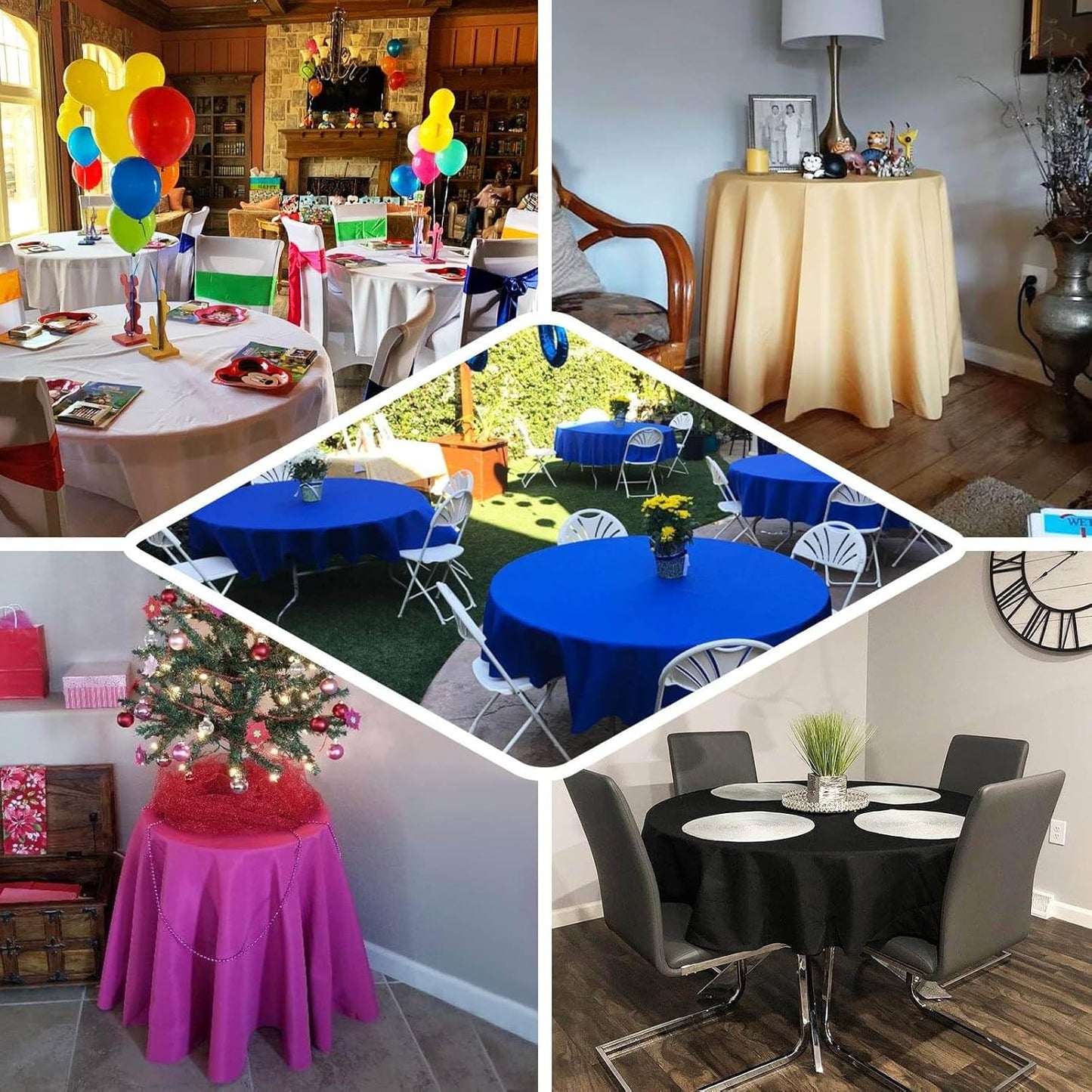 Efavormart Round Tablecloth, 70 Inch Stain & Wrinkle Resistant Washable Table Cloth, Decorative Polyester Fabric Table Cover for Banquet, Wedding, Dining- White