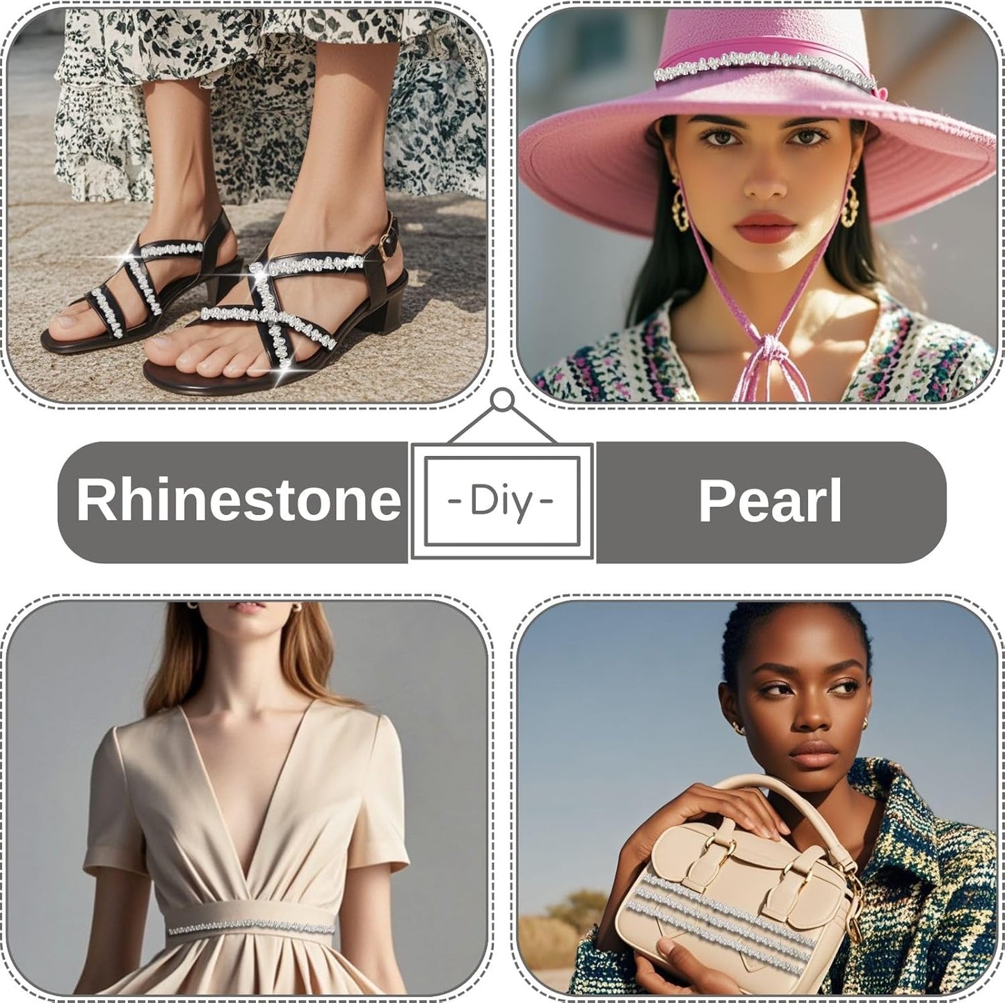 2 Yard Pearl Trim Chain String Silver Applique Fringe Ribbon Strips Beads Sewing Dress DIY Party Wedding Bouquet for Decoration Bridal Costume Embellishment