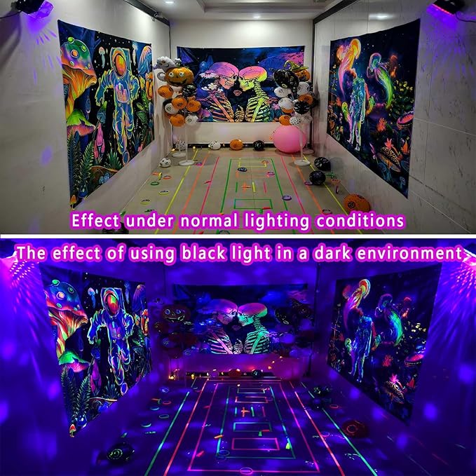 2 in 1 Disco Black Light Glow Party Lights,10W UV Disco Ball Light with Sound Activated Strobe Light Halloween Dj Party Lights Indoor for Halloween Christmas Birthday Party Dancing Decoration, 2 Pack