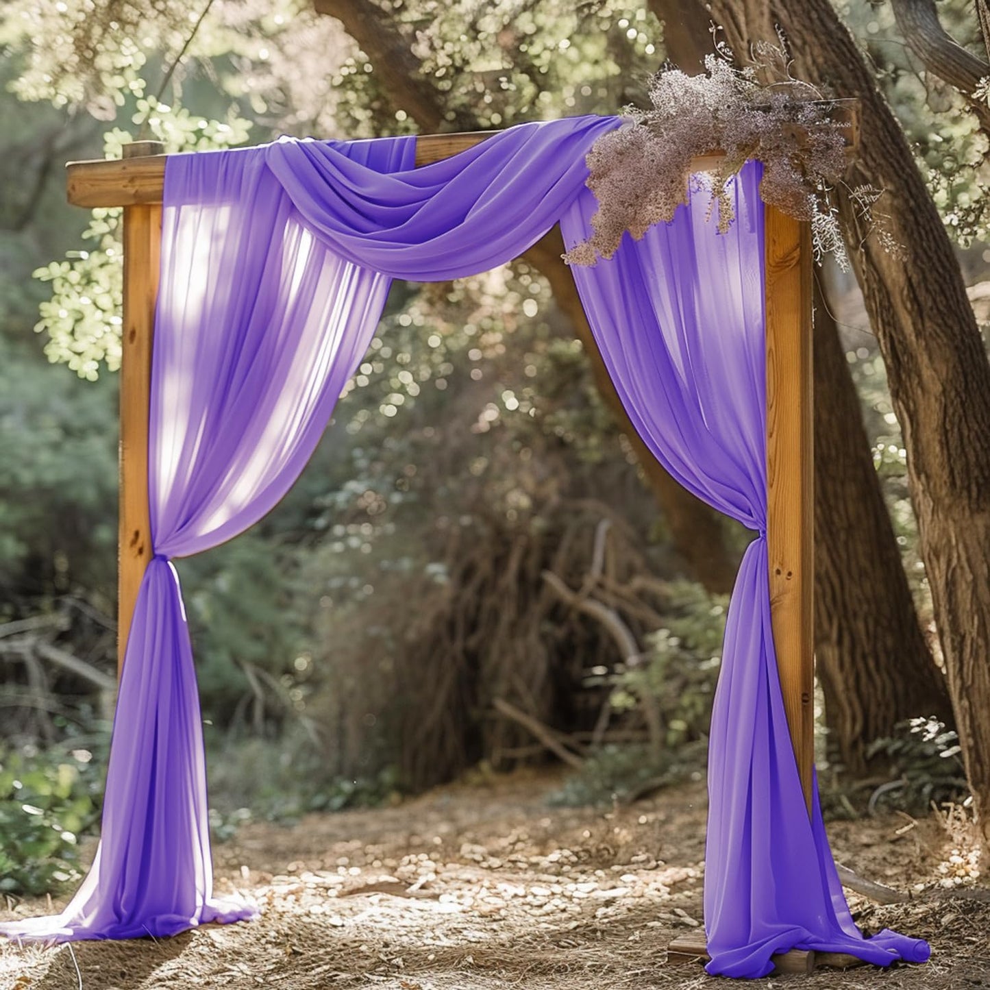 Wokceer Lavender Purple Wedding Arch Draping Fabric Backdrop 3 Panels 28.7" X 20FT Sheer Drapes Fabric for Wedding Arbor Ceremony Party