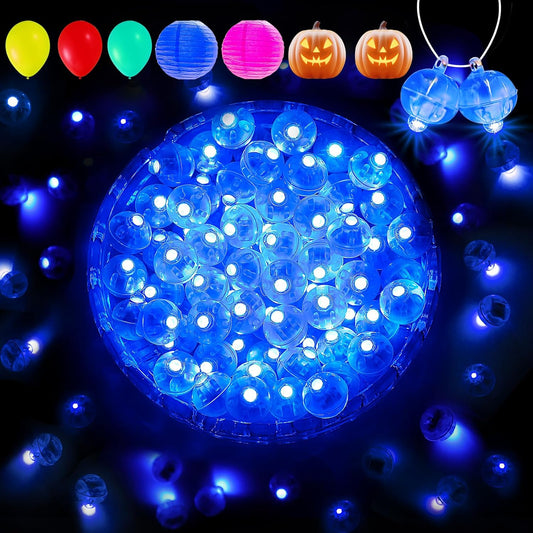 Aogist 100Pcs Blue Balloon Lights with Hook,Long Standby Time,Waterproof Mini Light for Birthday Party Wedding Christmas Halloween Easter Decorative (Flash)