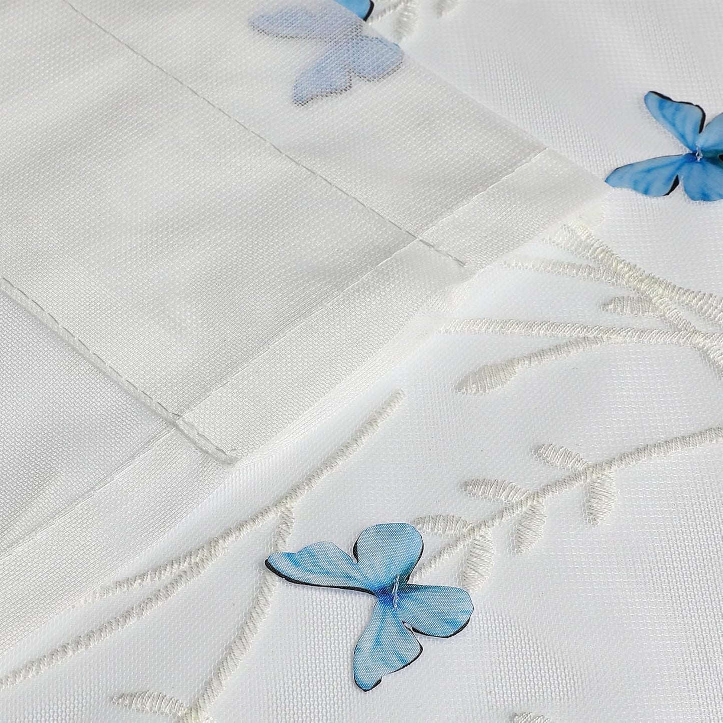 VISIONTEX White Sheer Voile Curtains, Decorative White Embossed Butterflies Rod Pocket Window Drapes for Home Kitchen, Living Room and Bedroom 54 x 95 Inch, Set of 2 Curtain Panels