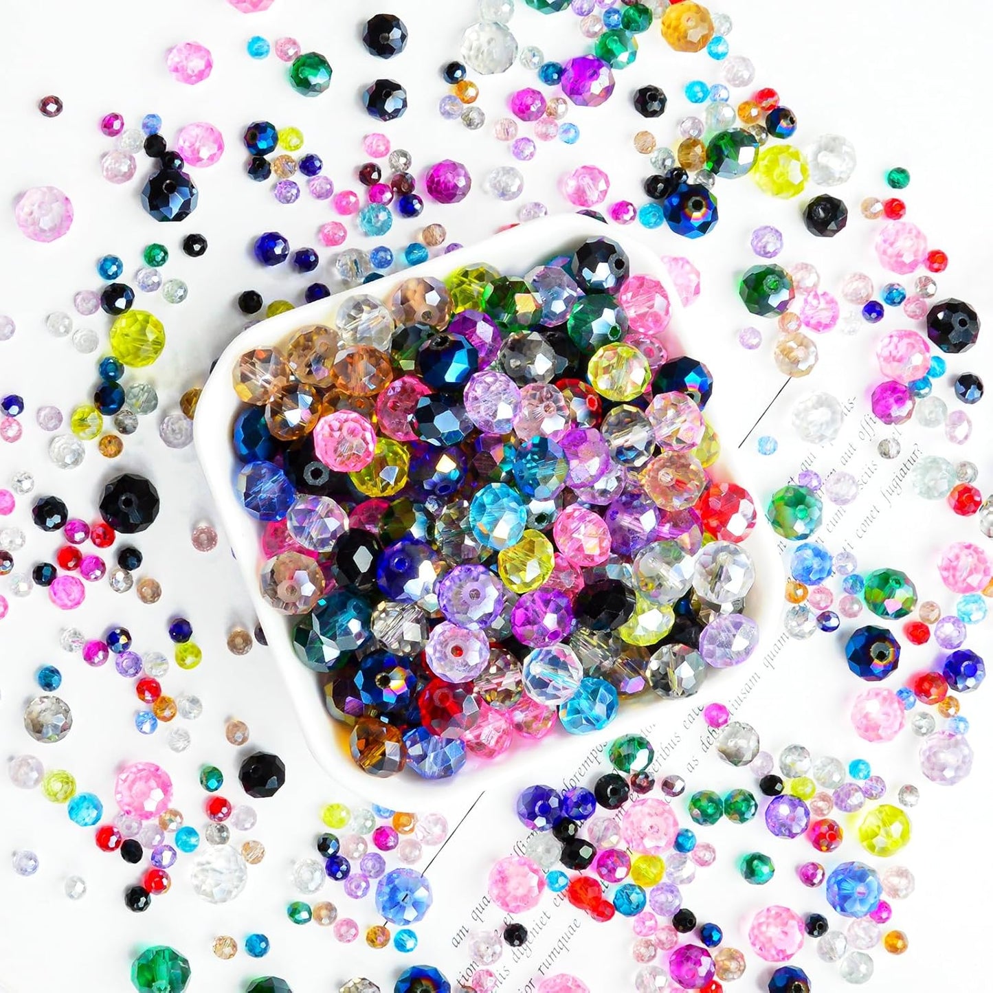 800Pcs Colors Random 4/6/8/10mm Crystal Glass Beads for Jewelry Making Beads for Bracelets Necklace Pendants Making Supplies(Mixed Colors)