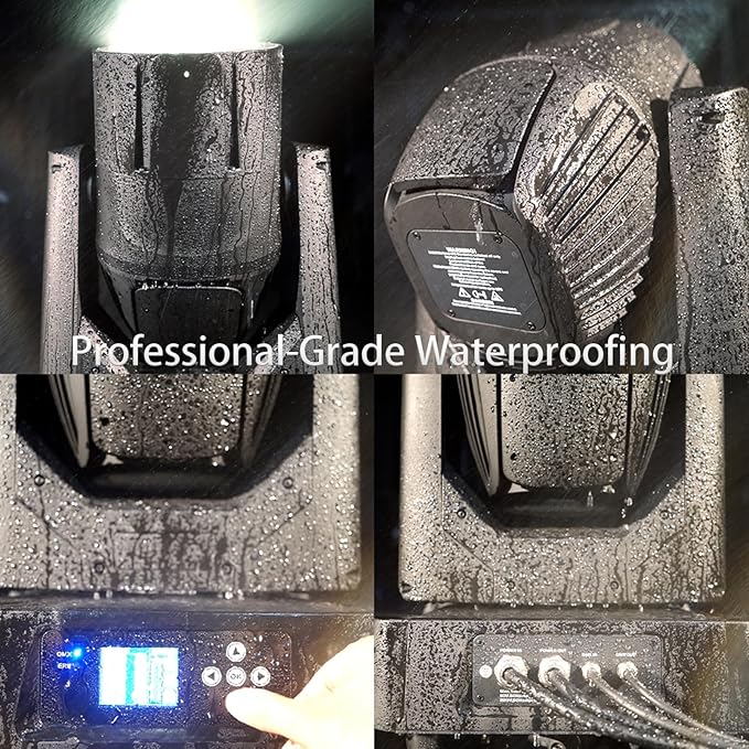 SHEHDS IP65 Waterproof Moving Head Stage Lights 380W 19R Bulb(7500K) 17 Gobos 14 Colors Spotlights 2 Prisms Beam/Frost/Wash/Strobe Effect DMX512 for Disco Outside/Indoor Party Show