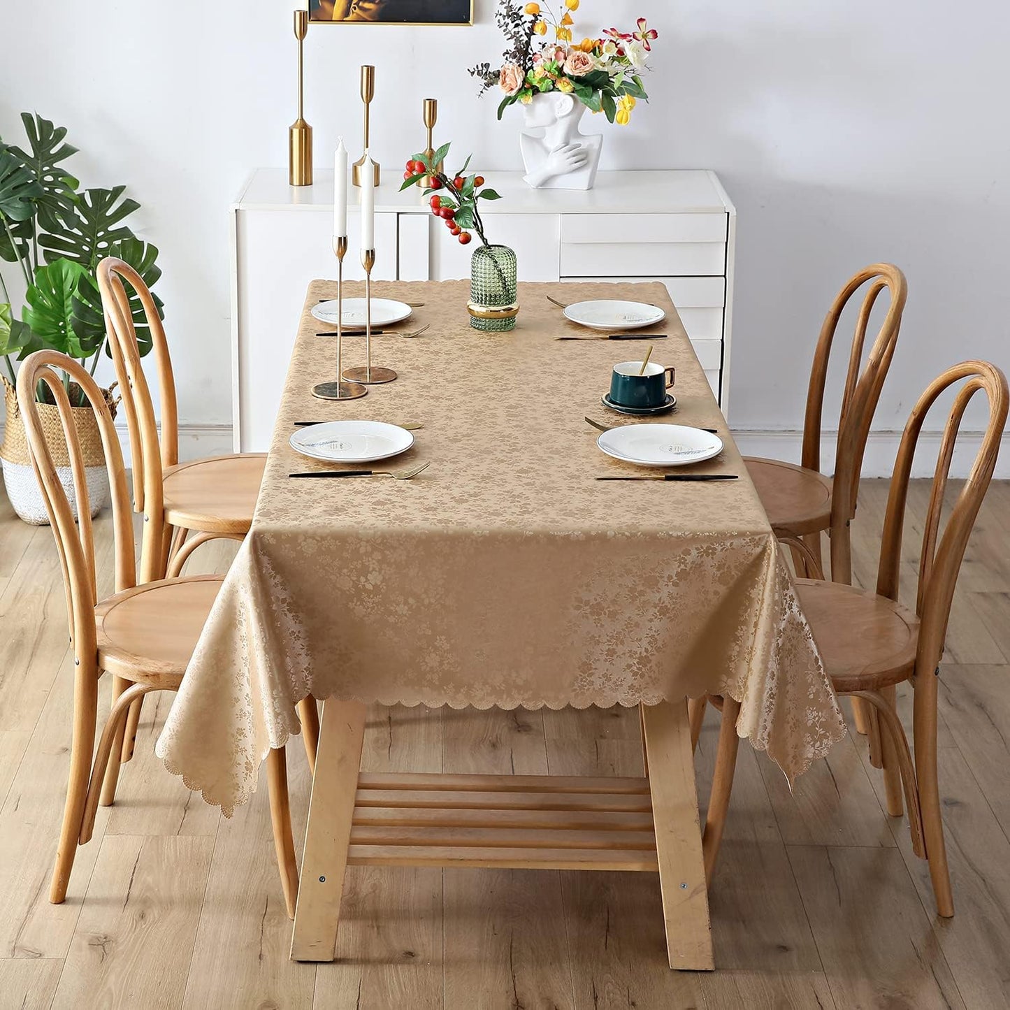 Smiry Rectangle Table Cloth, Waterproof Heavy Duty Vinyl Tablecloths, Wipeable Washable Table Cover for Kitchen and Dining Room (Brown, 54" X 78")