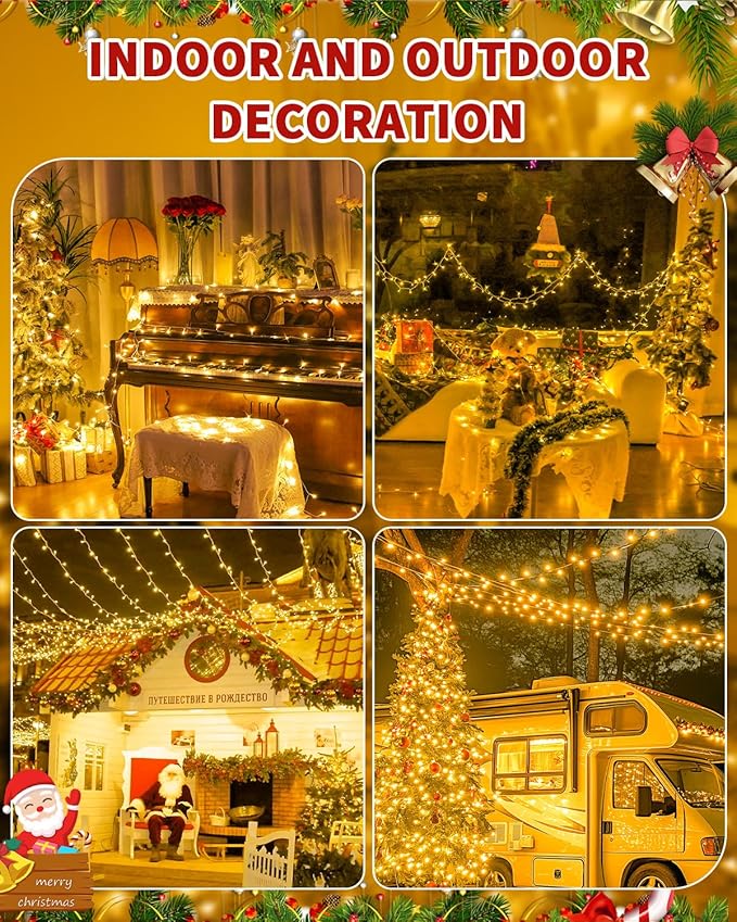 Christmas Lights String Outdoor Indoor, Warm White 403FT 1200 LED Xmas Tree Decorations Lights,Plug in Twinkle Fairy Light with Remote Timer for Room Yard Holiday Party Wedding Camping Decor