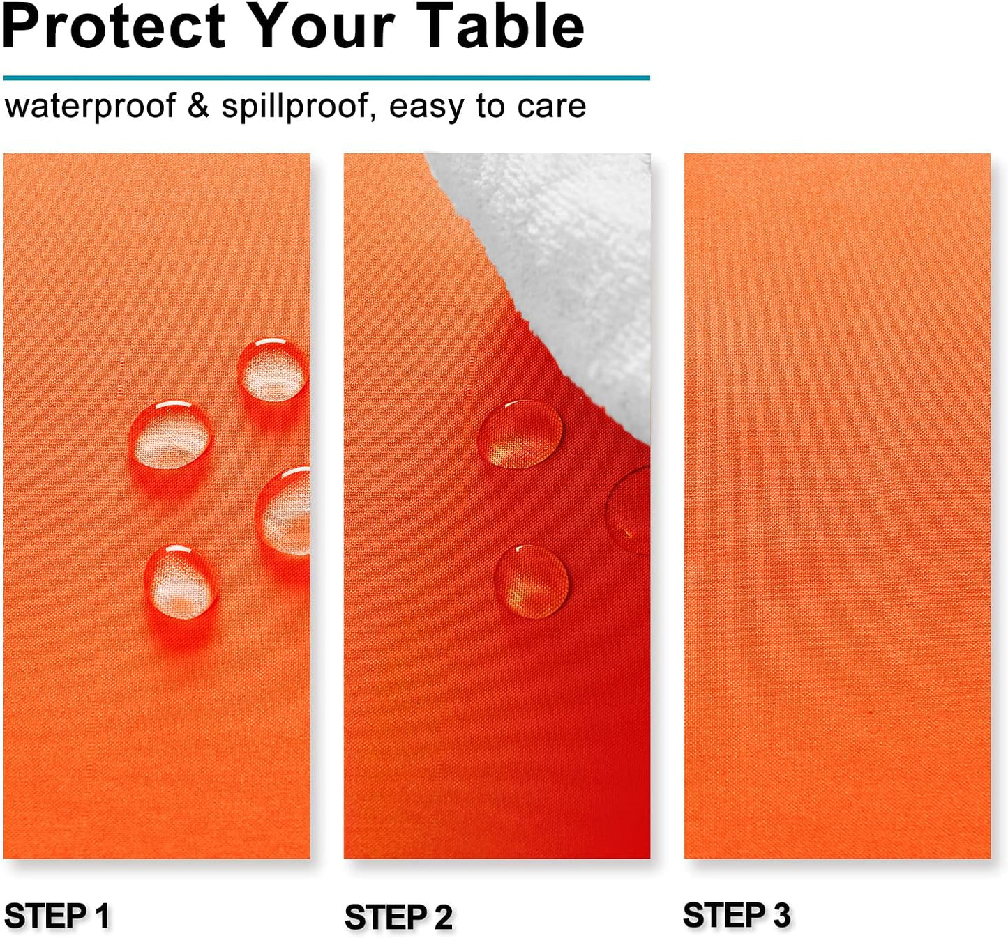 Hiasan 2 Pieces Pumpkin Orange Square Tablecloth - Waterproof and Spillproof Restaurant Washable Polyester Table Cloth for Dining Room, 60 x 60 Inch