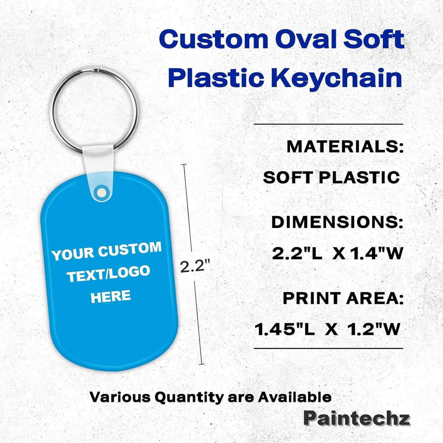 Custom Oval Soft Keychains 200 Pack, Personalized Logo, Text Bulk - Perfect for Tradeshows, Party Favors, Campaign Gifts - Customizable Key Tags
