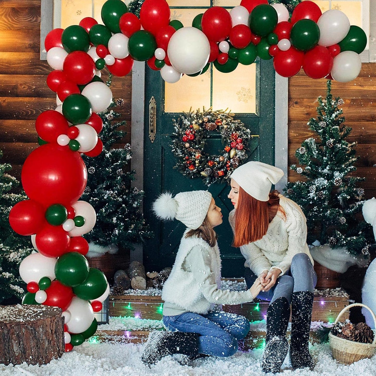 Balloons Garland Kit Red Green and White Balloons with Different Sizes for Wedding Birthday Festival Party Decoration