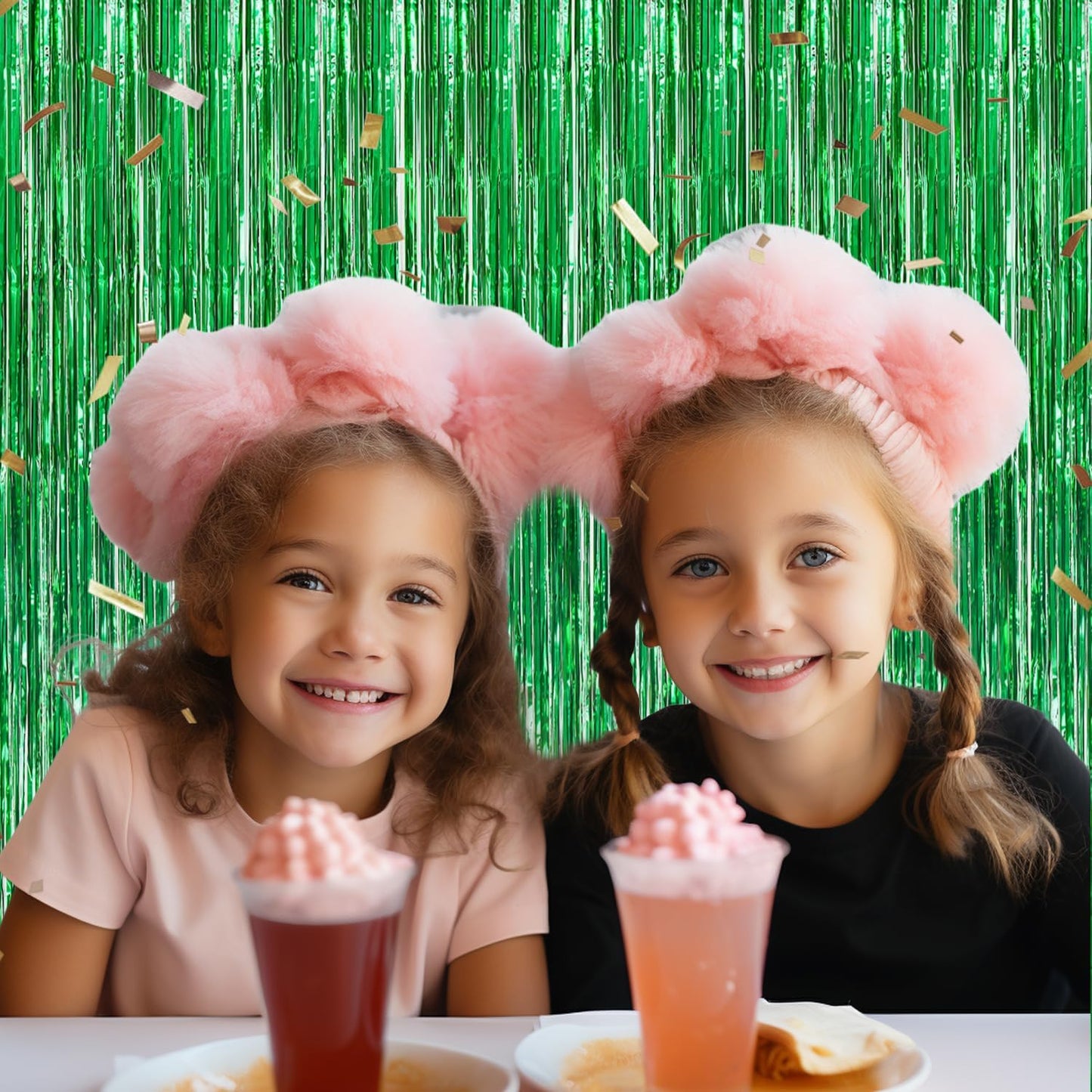 3 Pack Foil Fringe Backdrop - Green Shiny Tinsel Curtains for Party Decoration/Photo Booth Props - 3.3x8.2 FT Metallic Foil Backdrop for Birthday, Wedding, Graduation, Christmas.