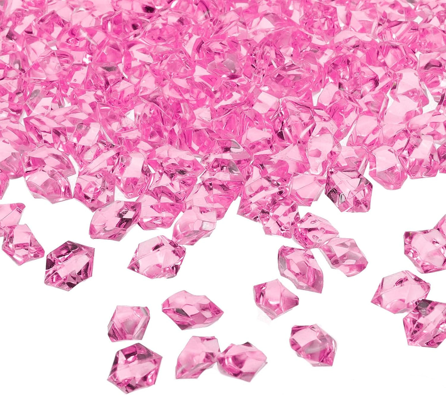 uxcell 1000pcs Fake Ice Rocks, Dazzling Clear Resin Crushed Ice Sparkling Fake Diamonds Gem Stones for Vases Fillers Table Scatter, Theme Party Favors, Pink