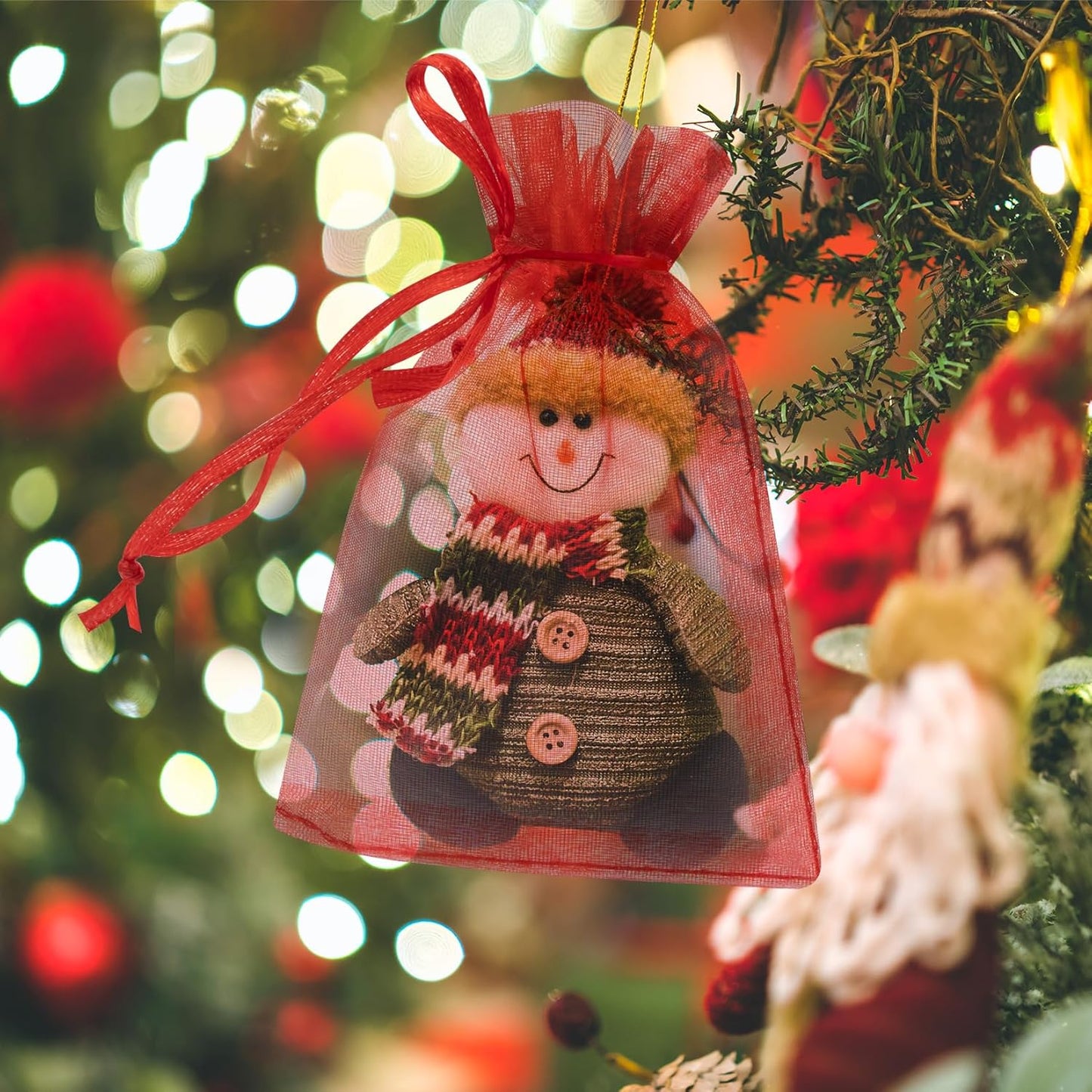 50 Pcs 6x9 Inch Organza Bags, Mesh Bags Drawstring Treat Bag Jewelry Pouch Bag for Christmas Gift Party Favor Wedding(Red)