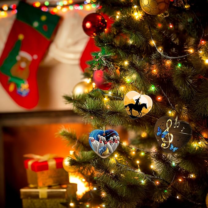 Musical Note Christmas Ornaments,Christmas Tree Decorations Decorative Hanging Ornament,2025 Navidad Holiday Decoration for Women Men,Ceramic Horse Lover Gifts Xmas Home Decor
