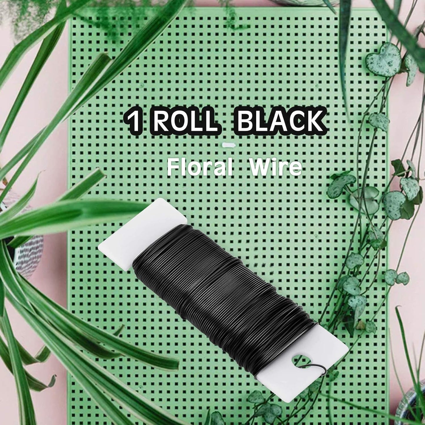 Hotop Floral Wire 38 Yards 114 Ft Florist Paddle Wire 22 Gauge Flexible Paddle for DIY Crafting Wreath, Floral Arrangement, Bouquet Stem Wrapping, Christmas Wreaths Tree, Wedding Bouquets(Black)