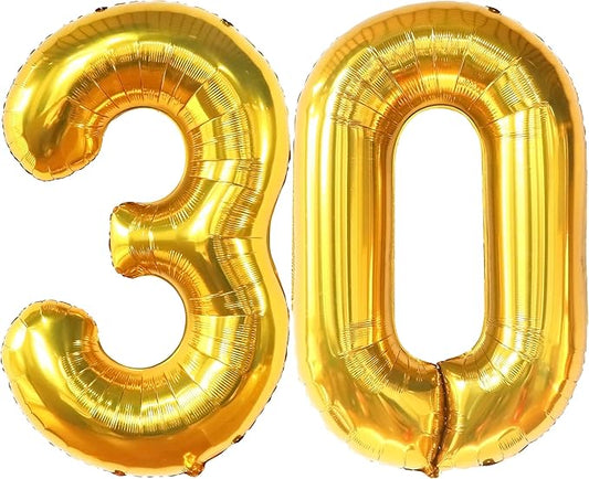 Katchon, Gold 30 Balloon Numbers - 40 Inch | Gold 30th Birthday Balloons for Happy 30th Birthday Decorations for Him | 30th Balloons for Her | 30th Anniversary Decorations | Gold Birthday Decoration