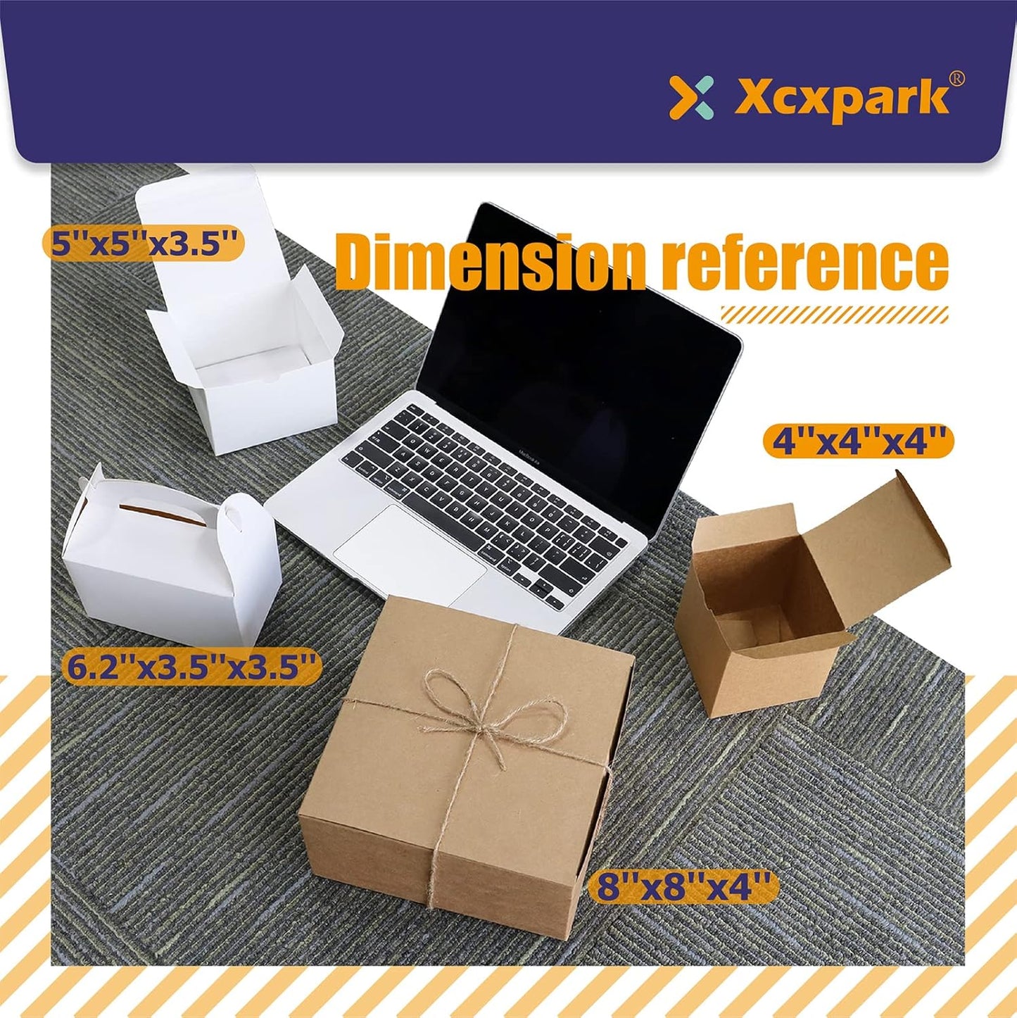 Xxcxpark 48 PCS White Gift Boxes 4x4x4 inches, Decorative Party Favor Gift Packaging Box with Lid for DIY Crafting, Cube, Cupcake, Kraft Present Boxes for Birthday, Wedding, Anniversary