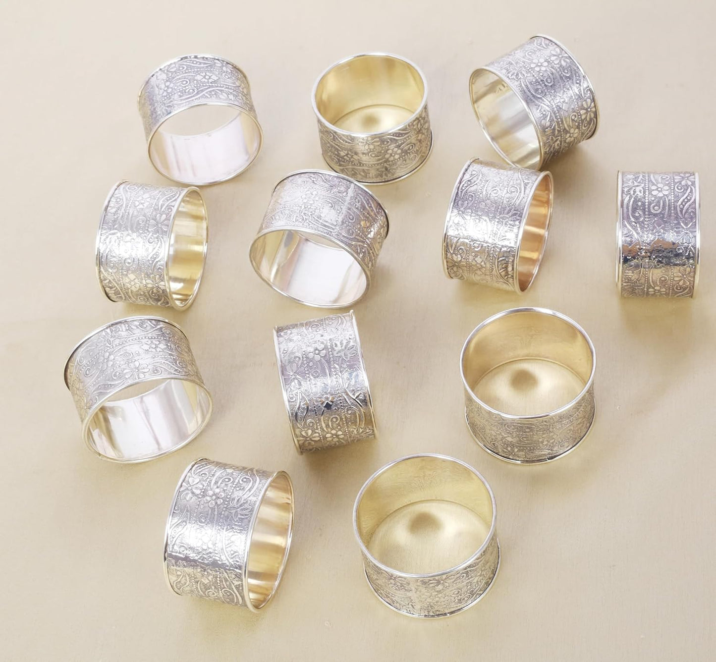 Gorgeous Beautifully Handcrafted Floral Large Size Gold Color Party Dining Table Napkin Holders (Set of 12)