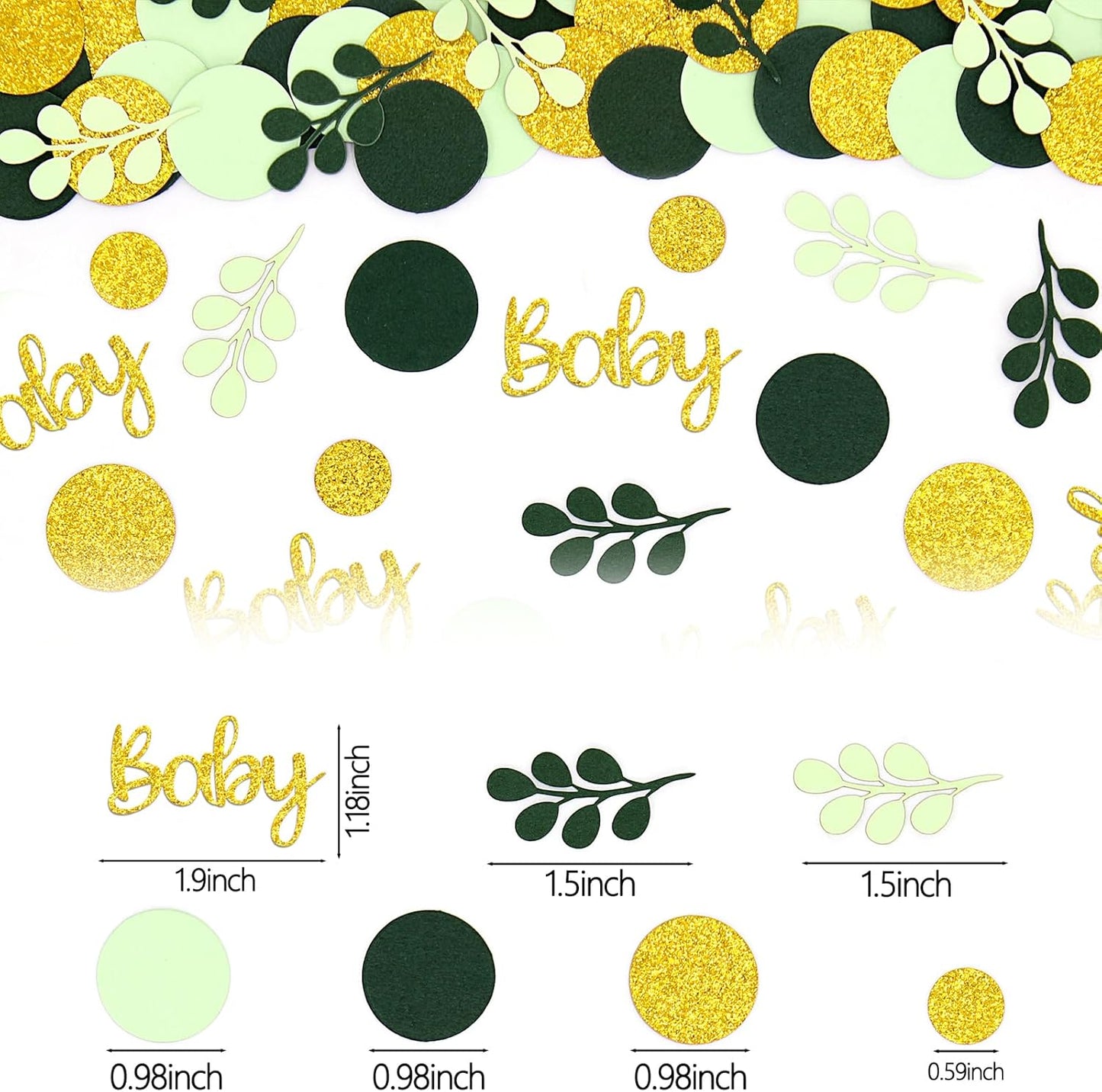 300PC Greenery Baby Shower Confetti for Gender Neutral Baby Shower Decorations Gold and Sage Green Circle Dots Table Confetti Scatter for Nature Girl Boy Birthday Gender Reveal Party Decor