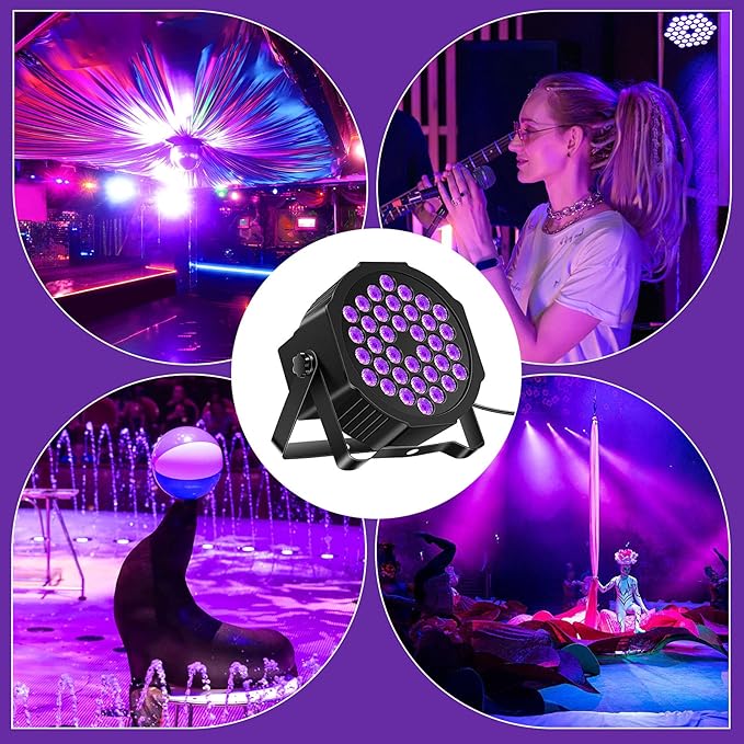 U`King Black Lights for Glow Party 72W UV 36LED Blacklight Glow in The Dark Black Light Strobe with Remote Control DMX Portable for Tapestry Church Parties Birthday Party DJ Bars Nightclubs