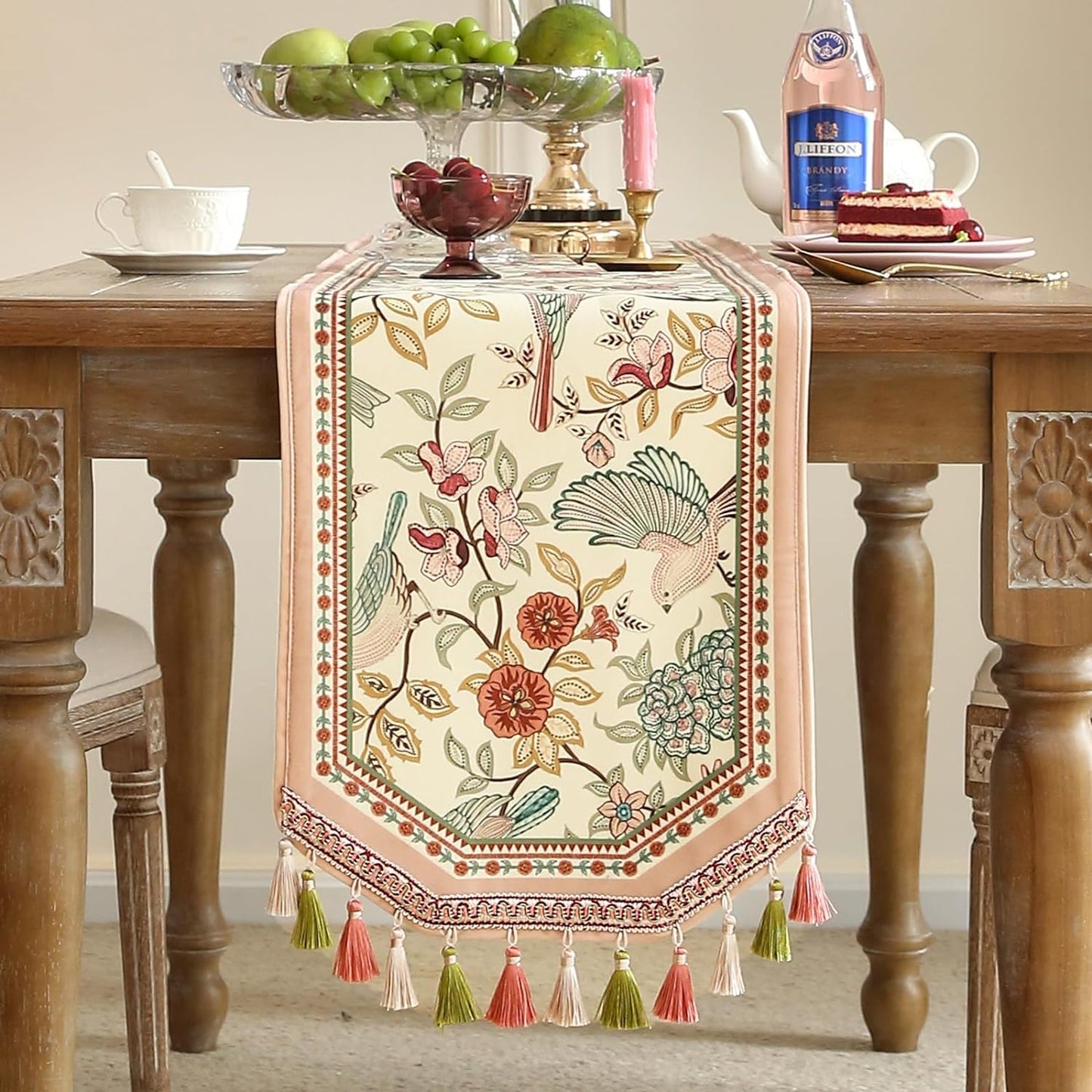 patdrea Velvet French Table Runner Farmhouse for Home Kitchen Dining Decor Parties Family Dinners Wedding 12"*102"