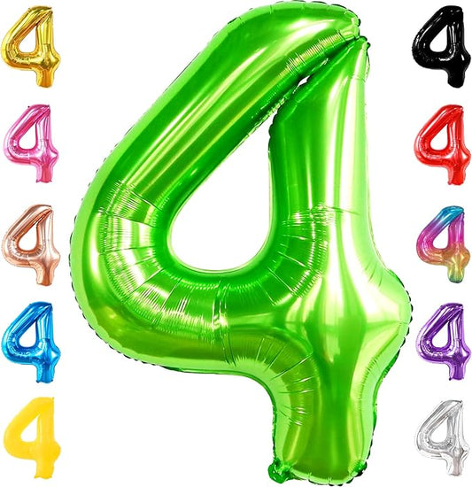 KatchOn, Light Green Number 4 Balloons - 40 Inch | Green 4 Balloon Number for Birthday Party Decorations | Lime Green Balloon for Dinosaur Birthday Decorations 4 Year Old Boy | Anniversary Decoration