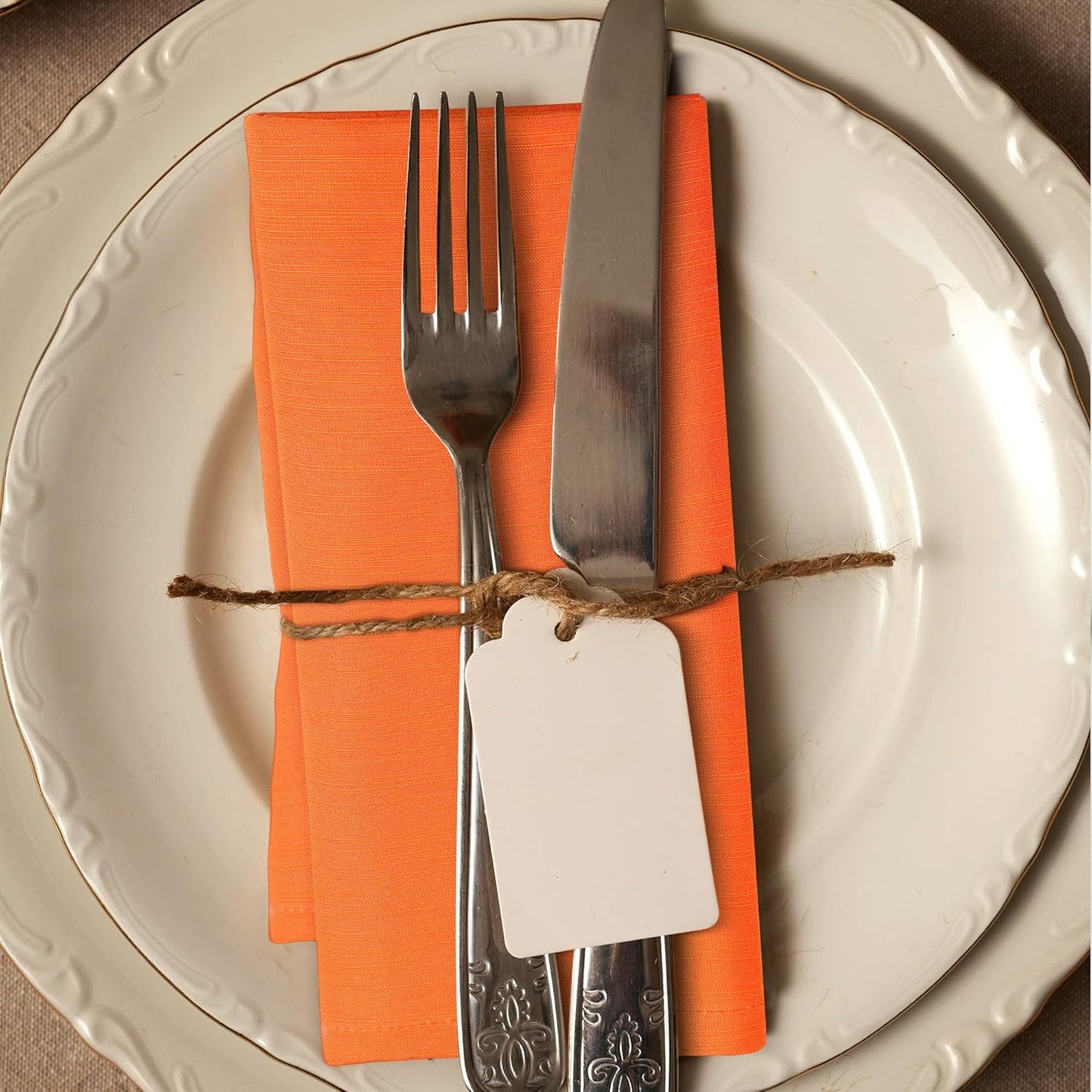 Urban Villa Cloth Napkins Halloween Dinner Napkins Solid Orange Color 20''x20'' (Set of 12) 100% Cotton Slub Absorbent Napkins Soft Durable Reusable Washable Ideal for Events Parties Everyday use