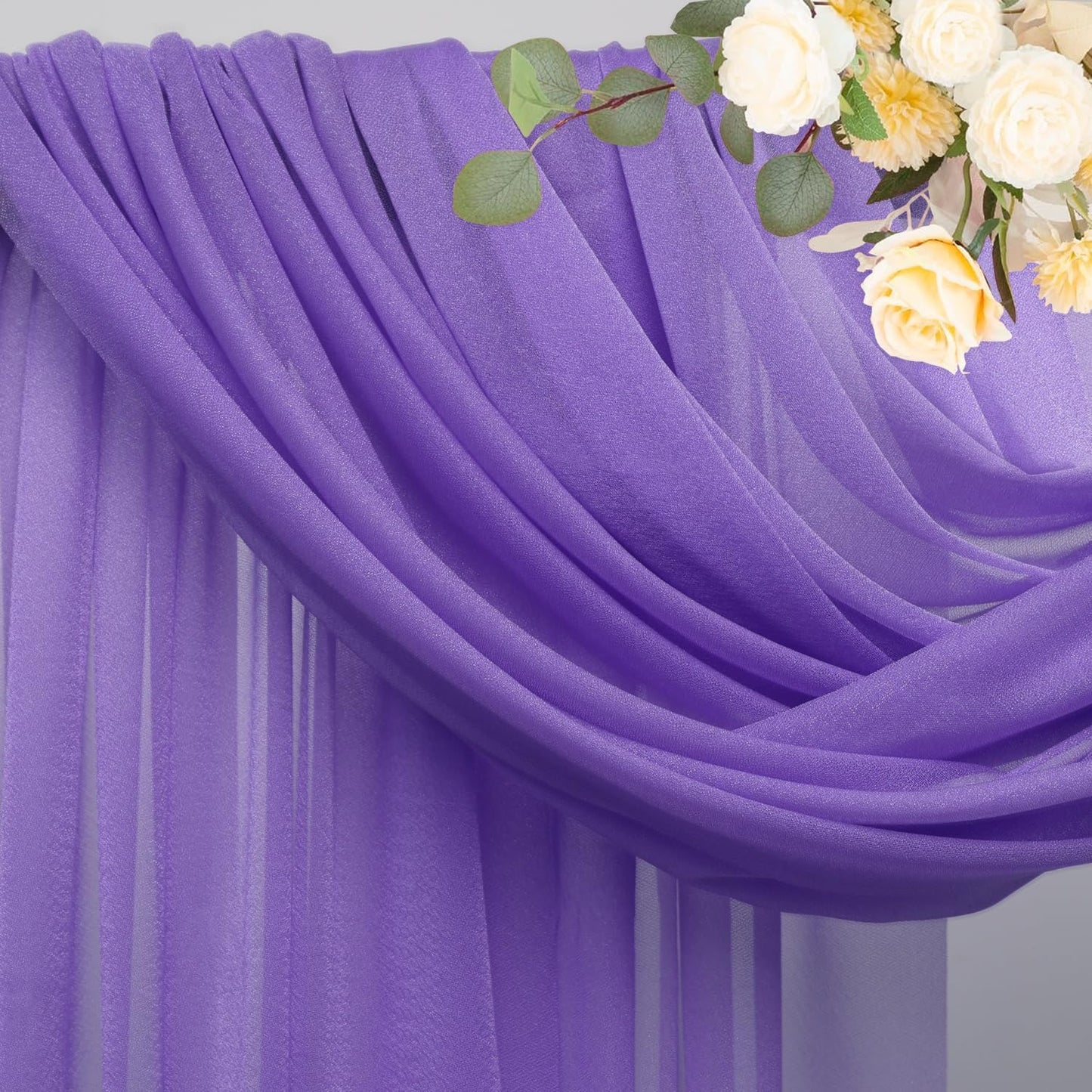 Wokceer Wedding Arch Draping Fabric 6 Panels 28.7" x 20FT Lavender Purple Sheer Fabric Backdrop Arch Draping Fabric for Wedding Ceremony Birthday Party Bridal Shower Decoration