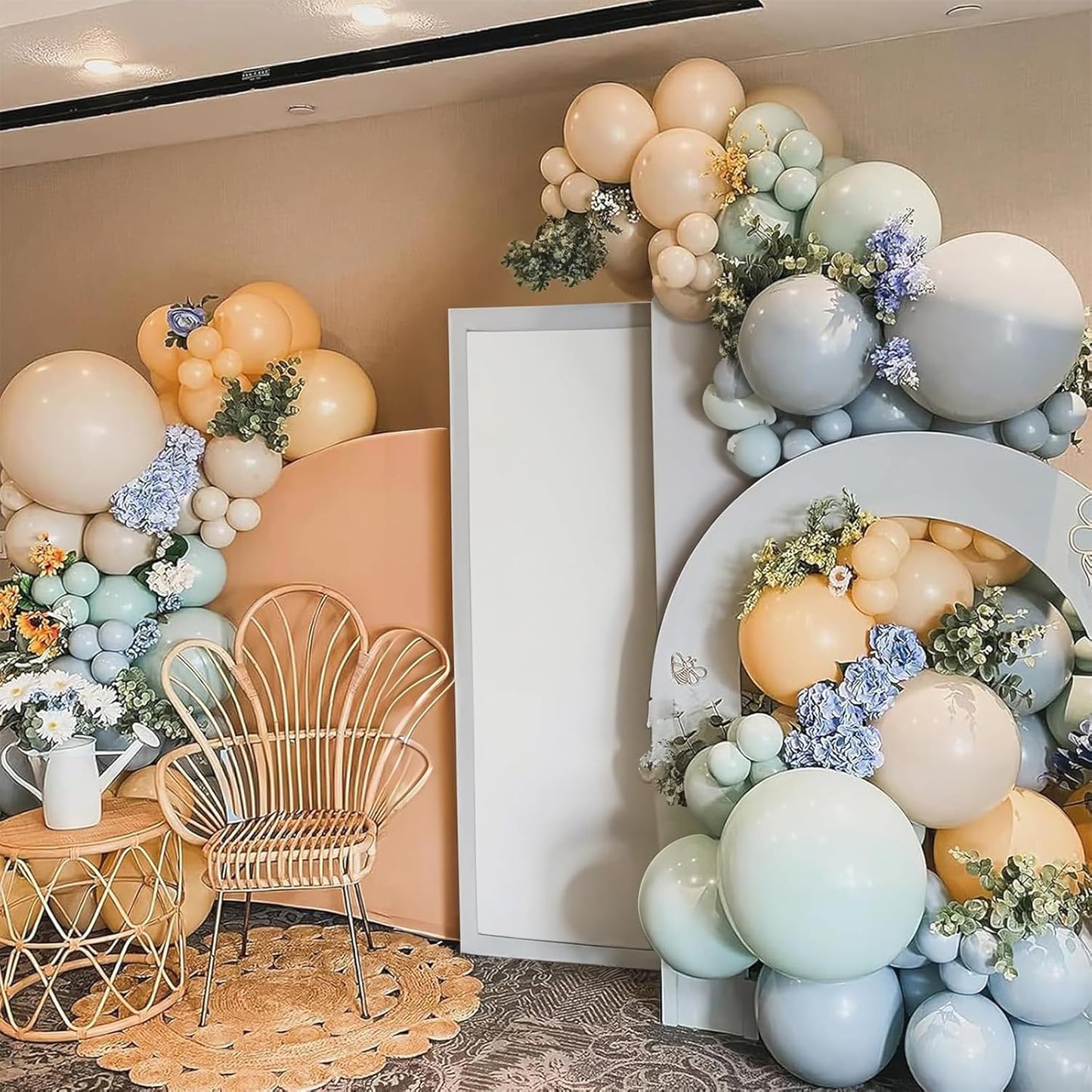 Sage Green Dusty Blue Balloons, 12 Inch Retro Slate Light Blue Olive Green White Sand Beige Nude Eucalyptus Latex Balloon for Boho Rabbit Birthday Wedding Toy Baby Shower Woodland Party Decor