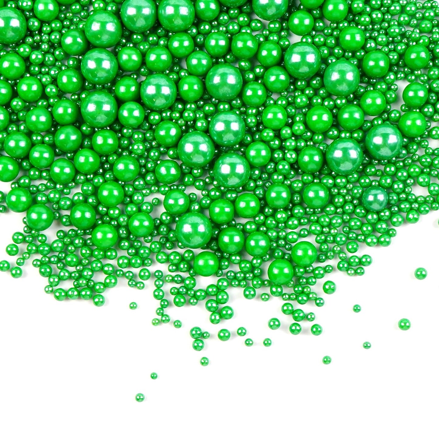 Christmas Edible Green Pearl Sprinkles, Edible Sugar Pearls for Cake Decorating, Cake Decorations, Cupcake Toppers, 180g/6.35oz, Mix Size, Wedding Party Halloween Christmas Supplies