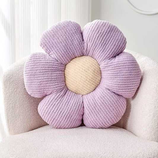 Flower Throw Pillow, Soft Lavender 14.9" Shaped Floor Pillow for Home Decor, Cute Aesthetic Plush Decorative Pillows for Bed, Sofa, Couch