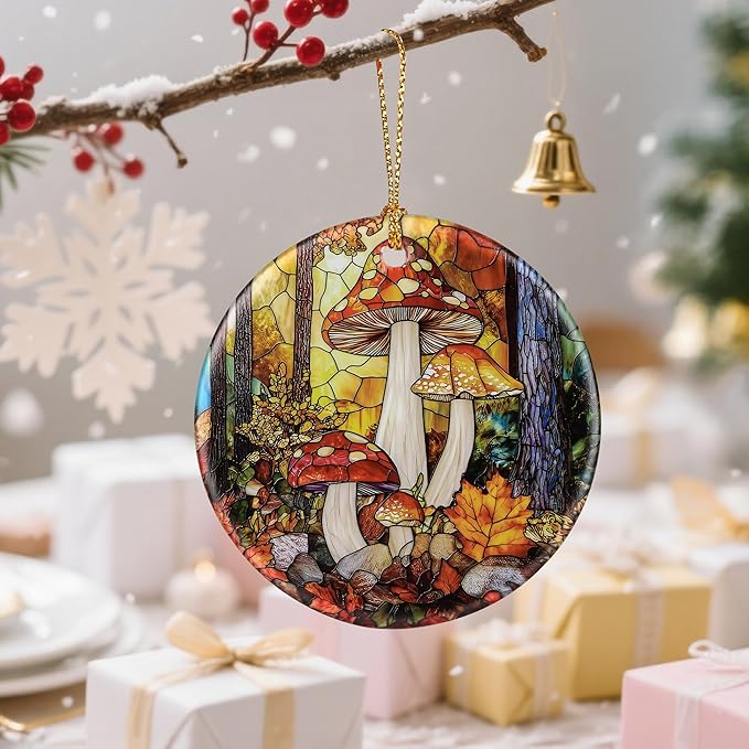 Mushroom Ornament – Christmas Ornament, Christmas Tree Decor, & Perfect Holiday Decor | Mushroom Lover Gift, Gifts for Women and Friend
