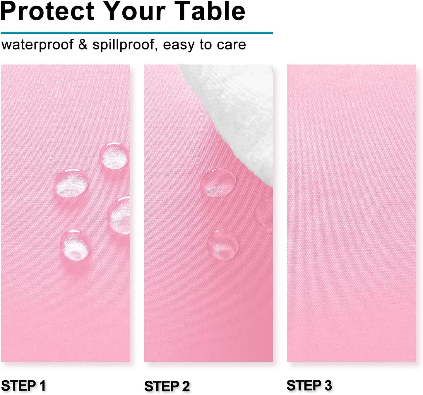 Hiasan Pink Tablecloth Rectangle - Waterproof & Spillproof and Washable Oblong Table Cloth for Dining/Party, 70 x 90 Inch