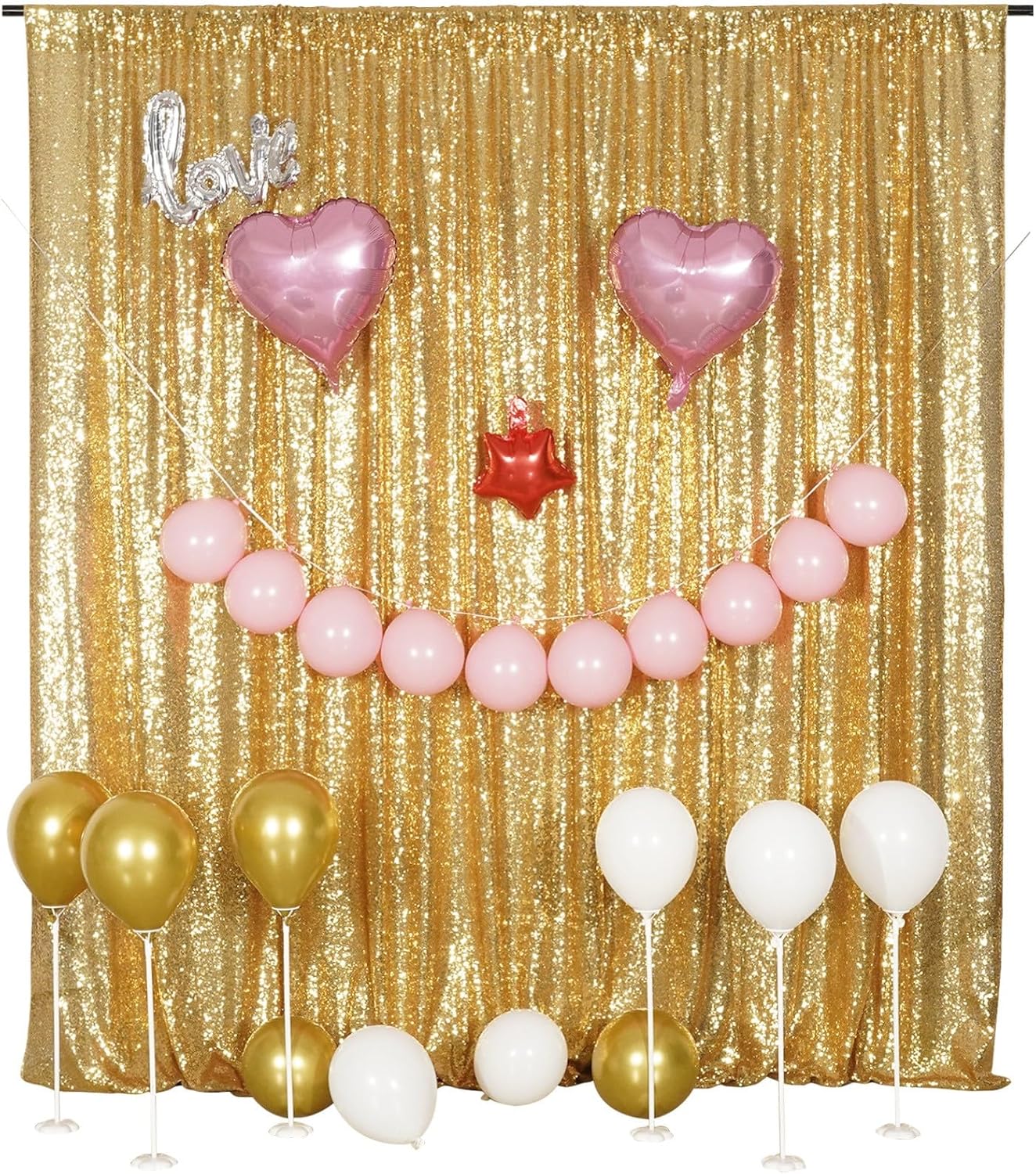 Poise3EHome Gold Sequin Backdrop, 20Ft x 10Ft Glitter Photography Background Curtains for Party Baby Shower Wedding Birthday Christmas Thanksgiving Halloween Decoration